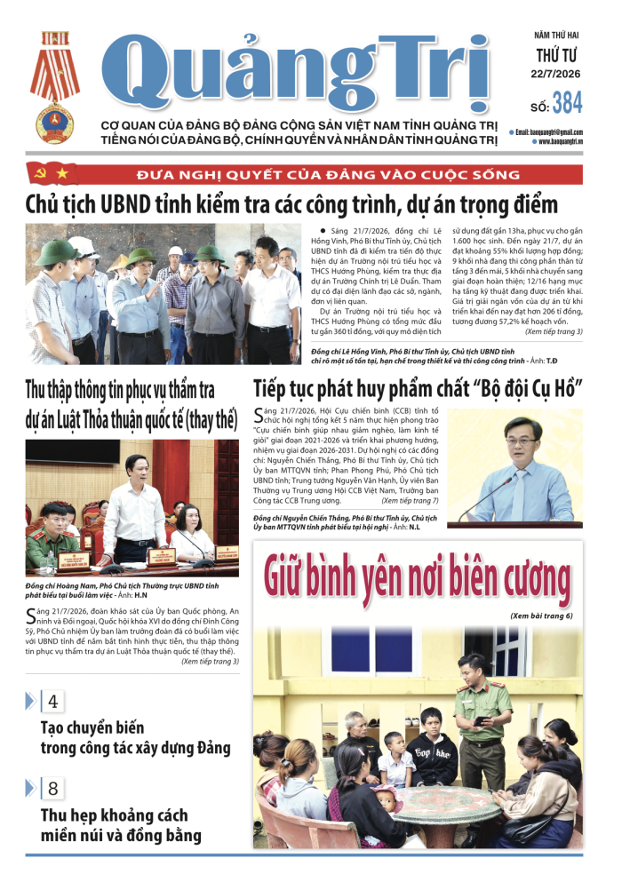 Báo Quảng Trị số 384 - Ngày 22/7/2026