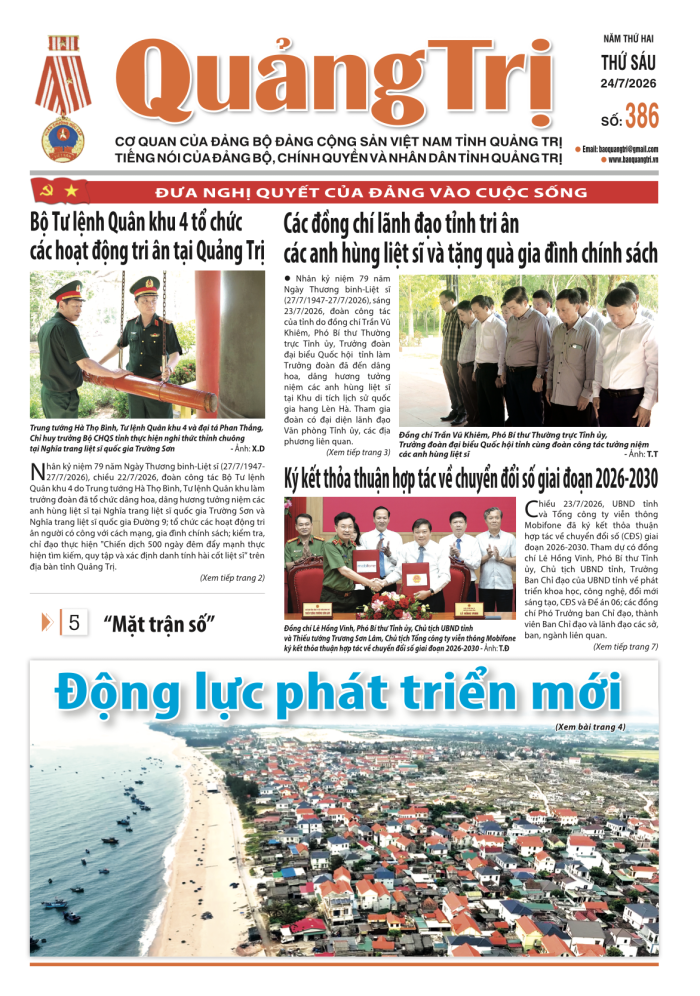 Báo Quảng Trị số 386 - Ngày 24/7/2026