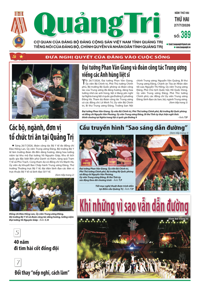 Báo Quảng Trị số 389 - Ngày 27/7/2026