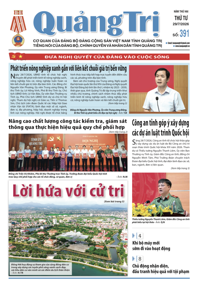 Báo Quảng Trị số 391 - Ngày 29/7/2026