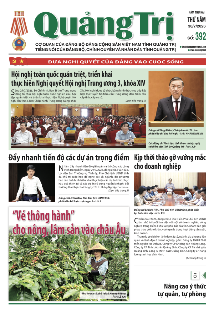 Báo Quảng Trị số 392 - Ngày 30/7/2026
