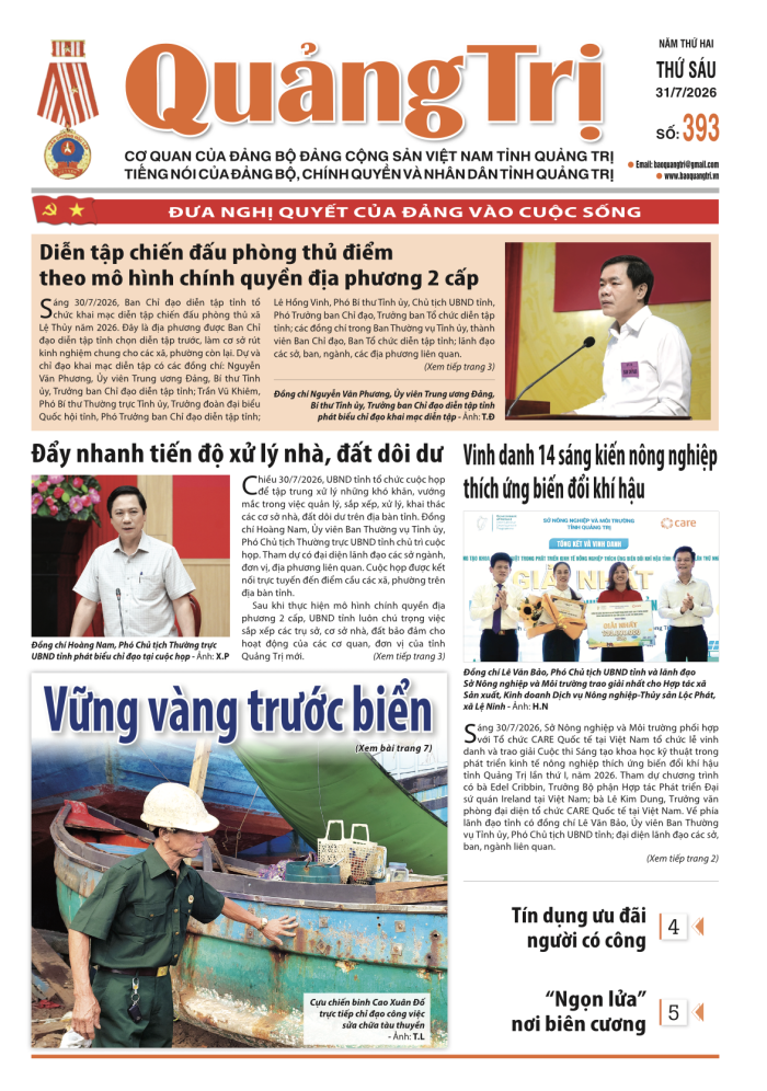 Báo Quảng Trị số 393 - Ngày 31/7/2026