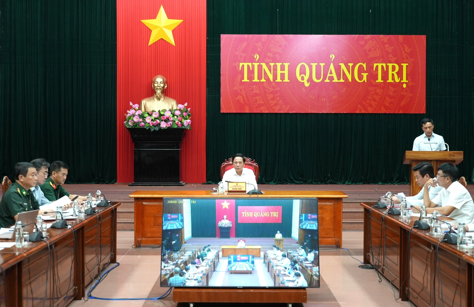 Quang cảnh hội nghị tại điểm cầu UBND tỉnh - Ảnh: Trung Đức