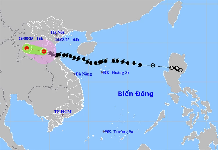 Vị trí và đường đi của áp thấp nhiệt đới. Ảnh: thoitietvietnam