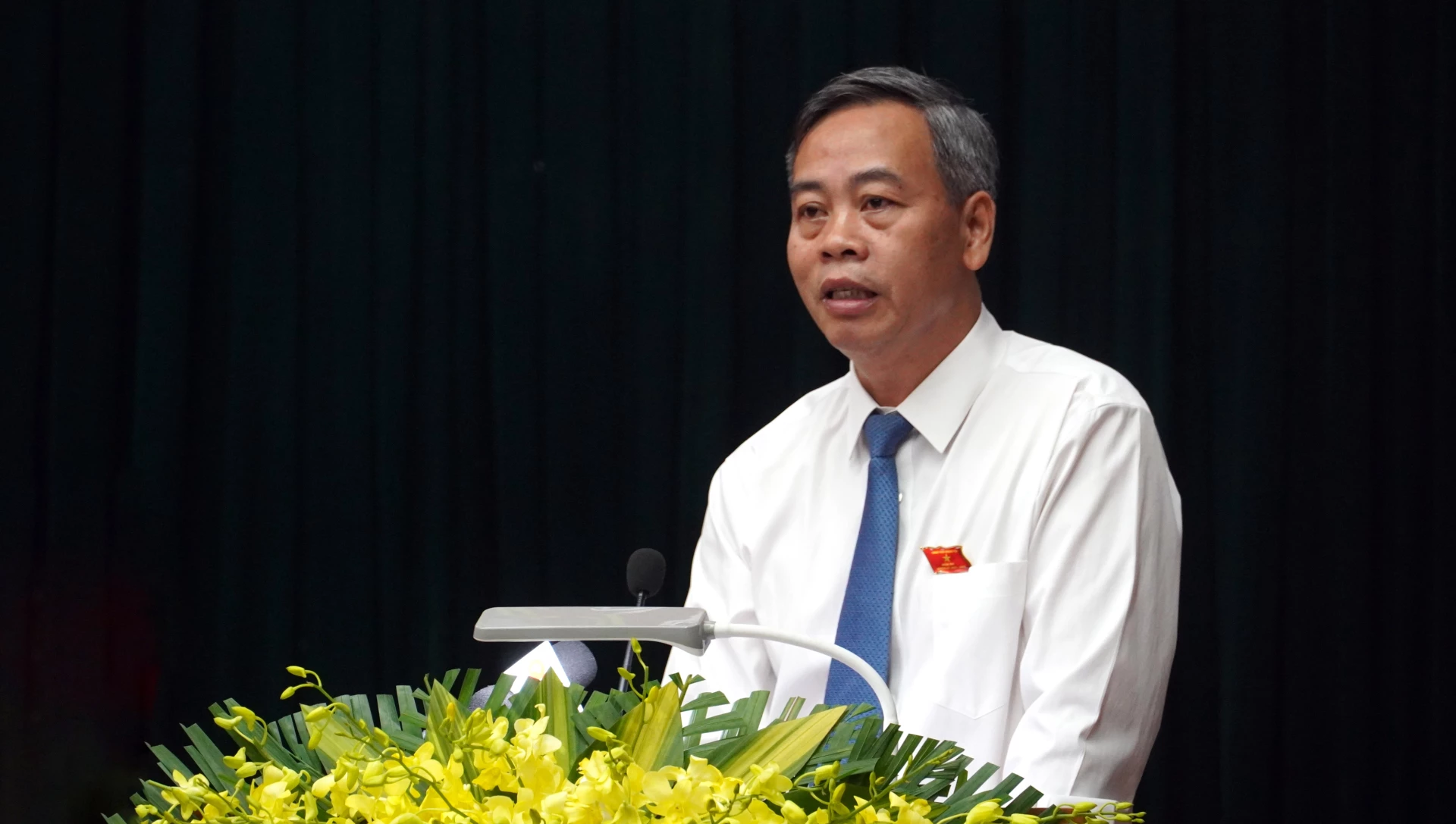 Đồng chí Phó Bí thư Tỉnh ủy, Chủ tịch HĐND tỉnh Nguyễn Đăng Quang phát biểu khai mạc phiên họp