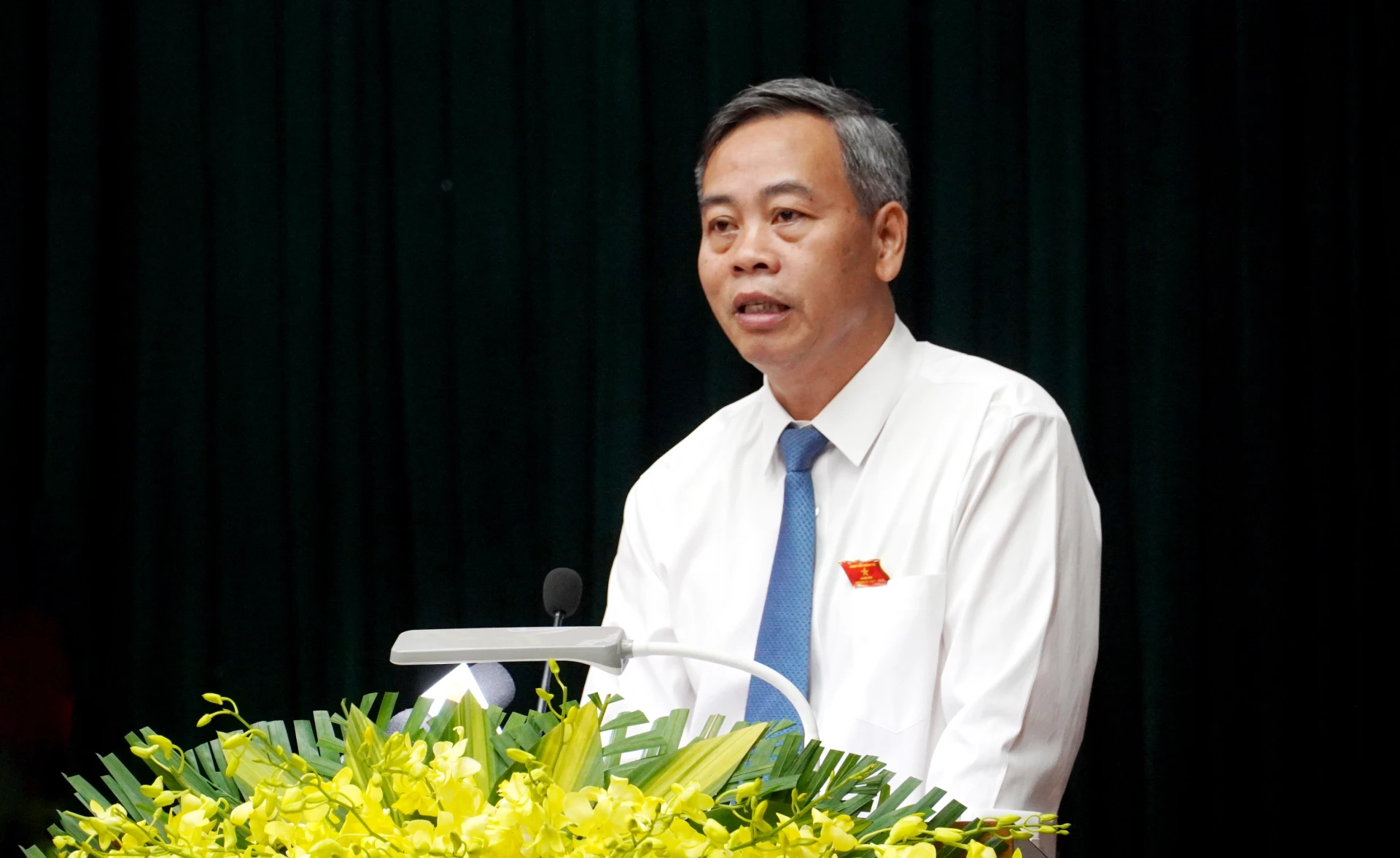  Phó Bí thư Tỉnh ủy, Chủ tịch HĐND tỉnh Nguyễn Đăng Quang phát biểu khai mạc kỳ họp.