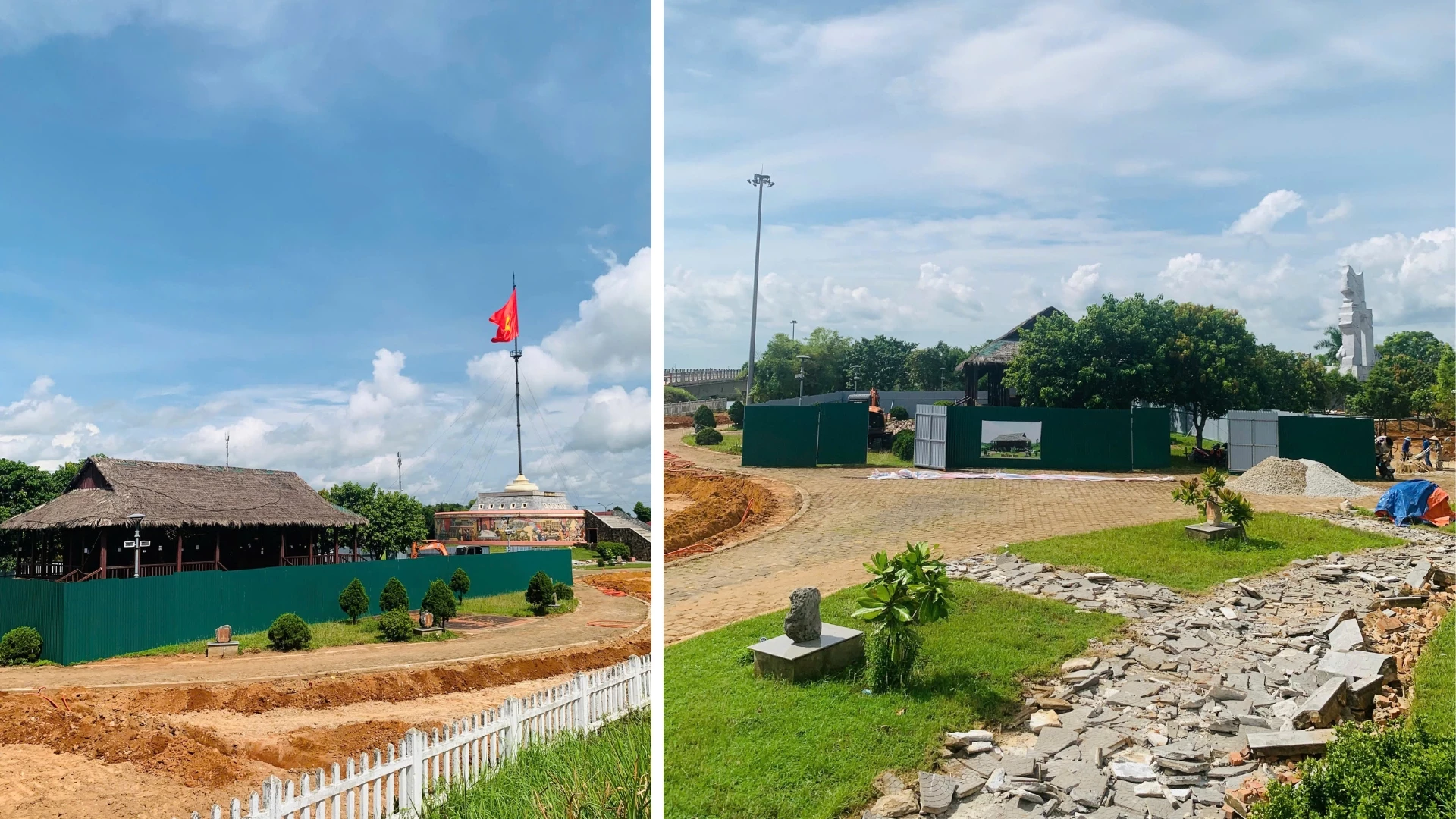 Nhiều hạng mục của dự án Công viên Thống Nhất tại Khu Di tích quốc gia đặc biệt đôi bờ Hiền Lương - Bến Hải chuẩn bị mặt bằng để thi công - Ảnh: L.T