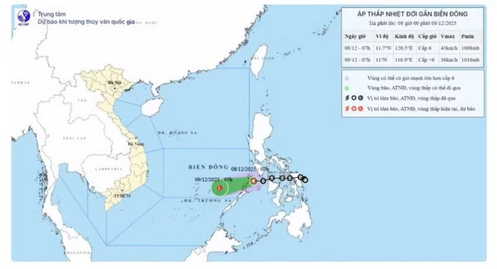 Áp thấp nhiệt đới di chuyển nhanh hơn với tốc độ khoảng 20km mỗi giờ