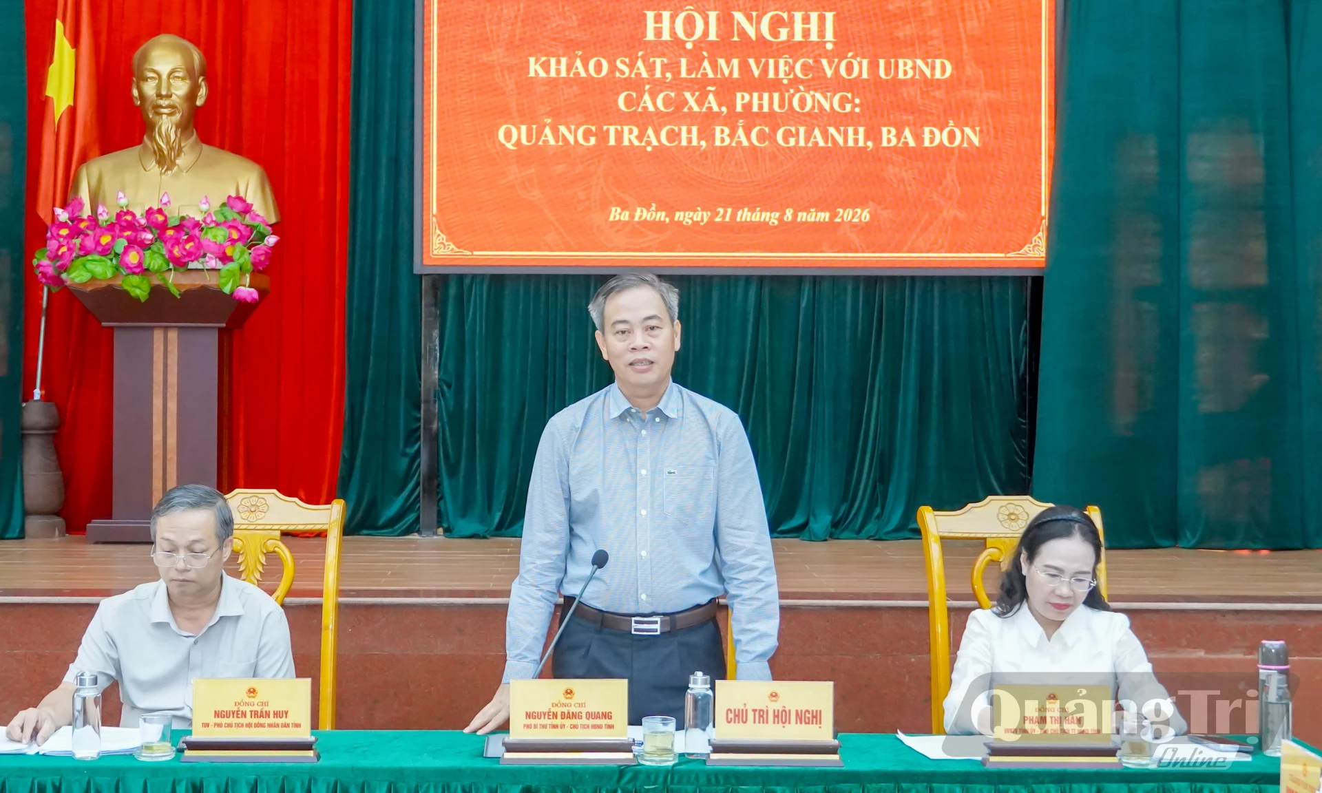 Đồng chí Nguyễn Đăng Quang, Phó Bí thư Tỉnh ủy, Chủ tịch HĐND tỉnh phát biểu kết luận buổi làm việc - Ảnh: N.H