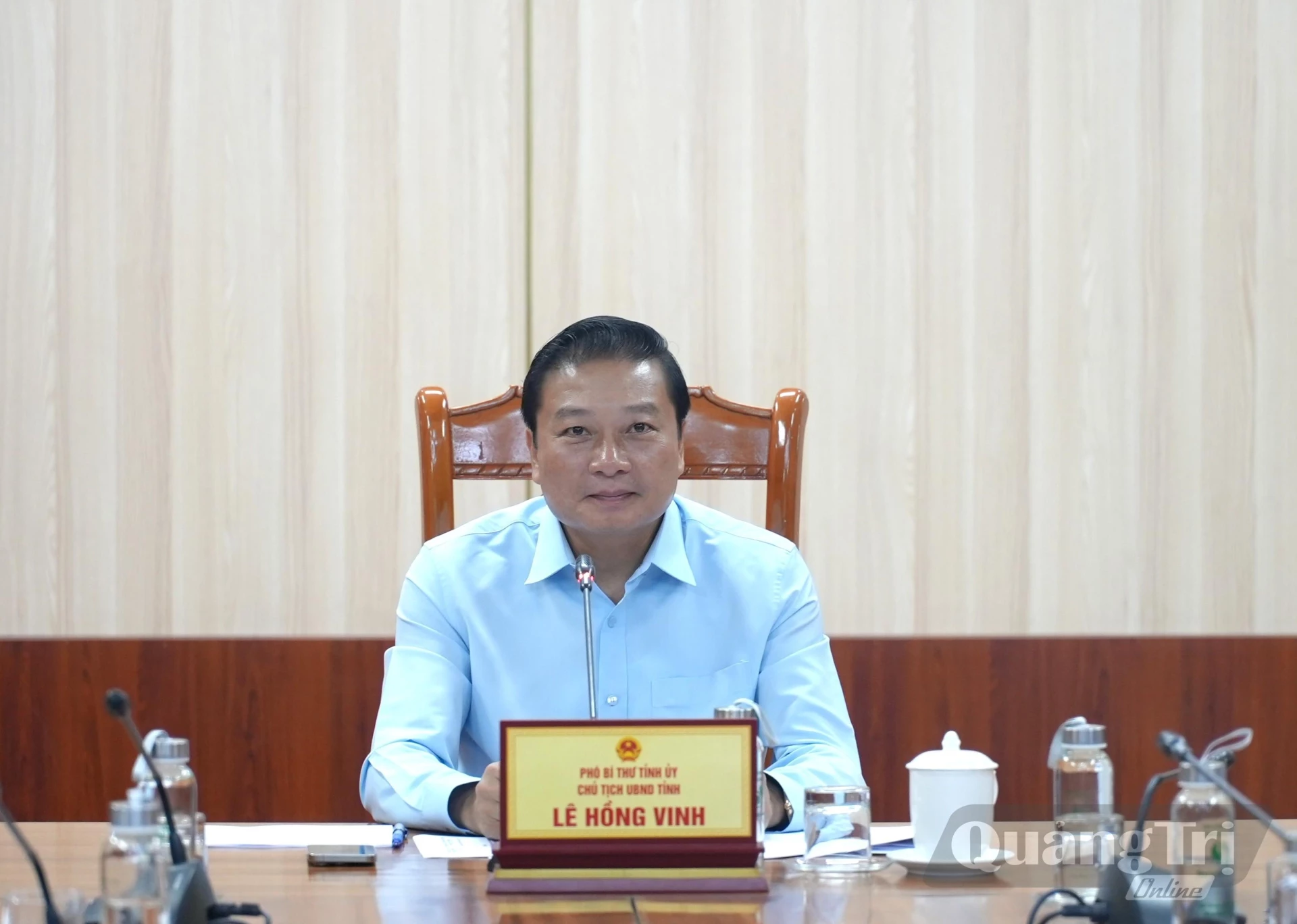 Đồng chí Lê Hồng Vinh, Chủ tịch UBND tỉnh chủ trì buổi làm việc - Ảnh: T.Đ