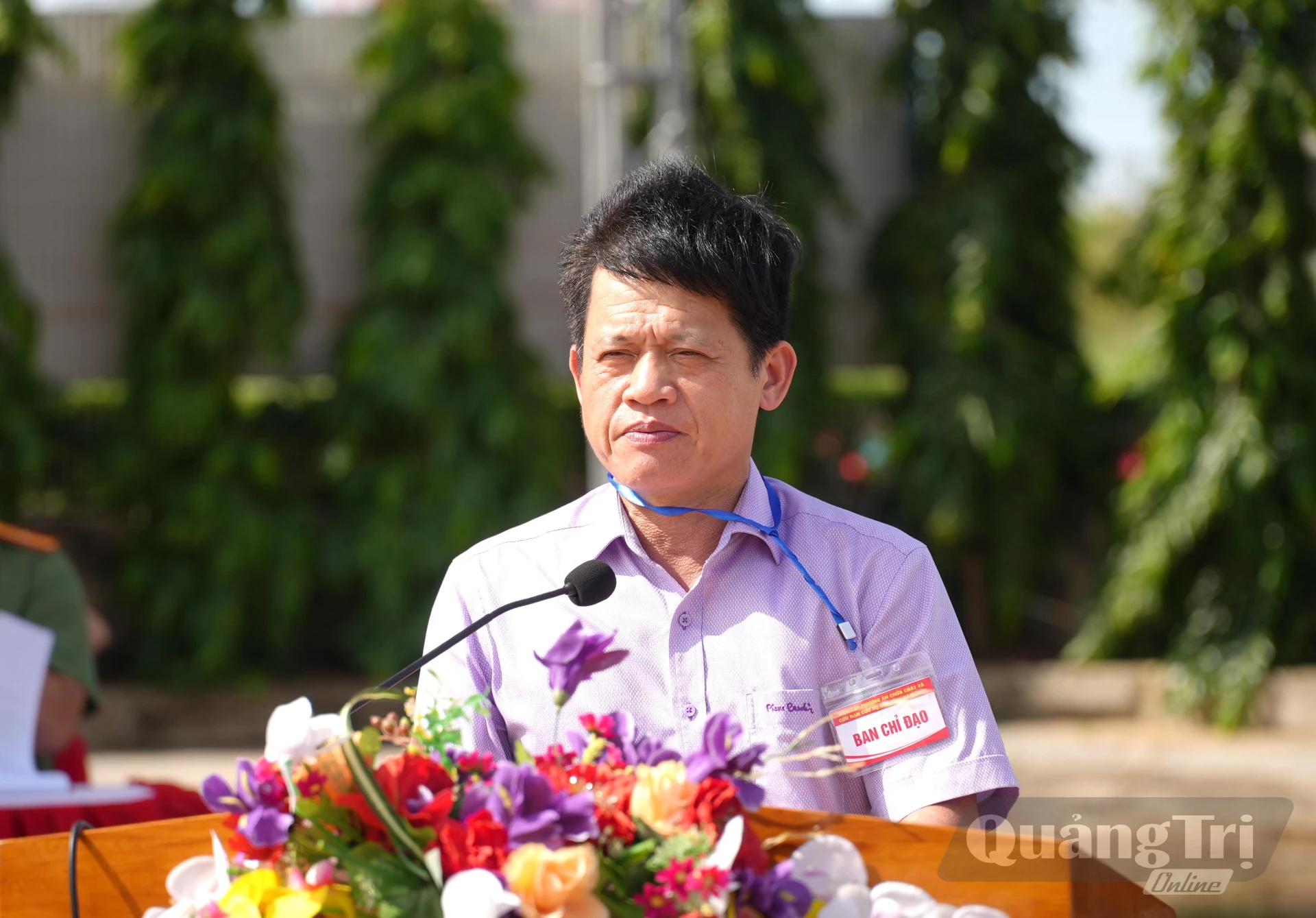 Đồng chí Lê Văn Bảo, Phó Chủ tịch UBND tỉnh phát biểu chỉ đạo sau cuộc diễn tập - Ảnh: T.Đ