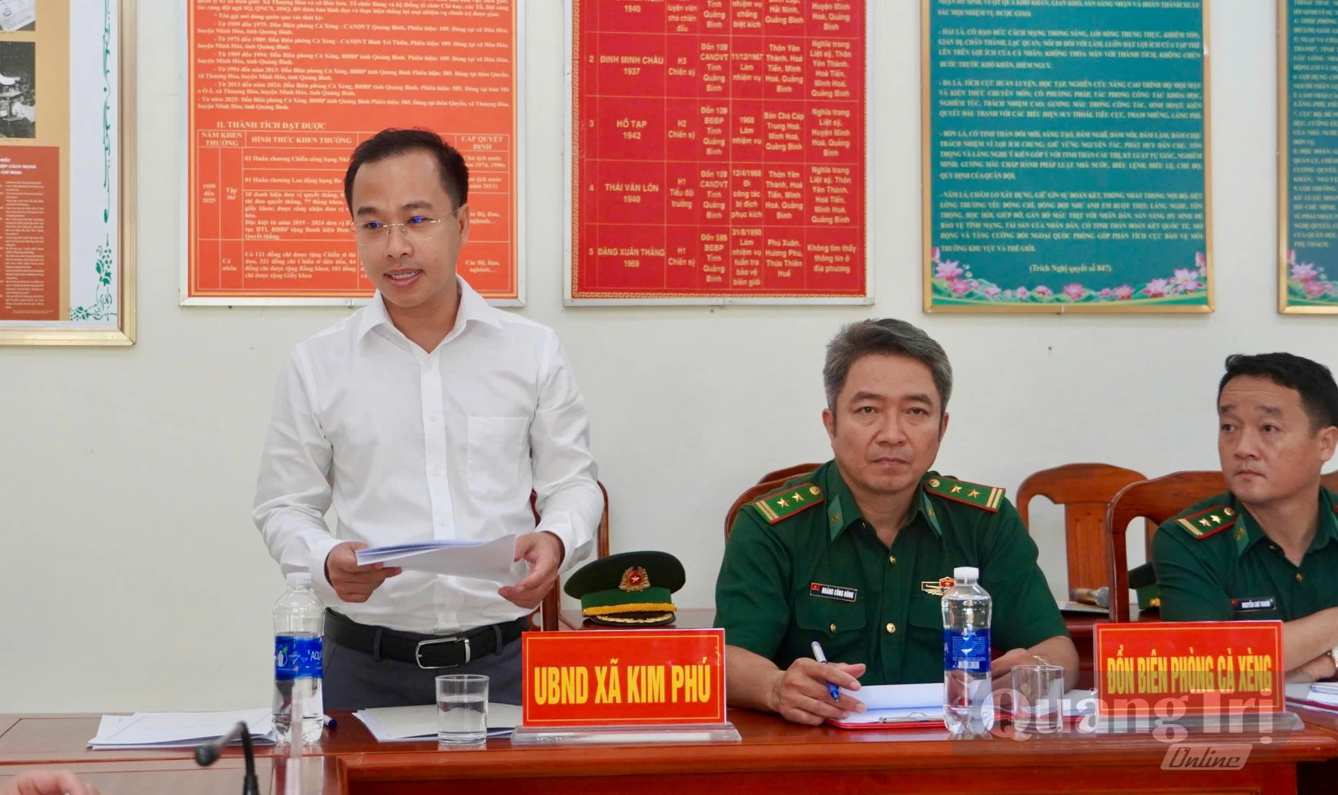 Lãnh đạo xã Kim Phú phát biểu tại buổi làm việc - Ảnh: H.N