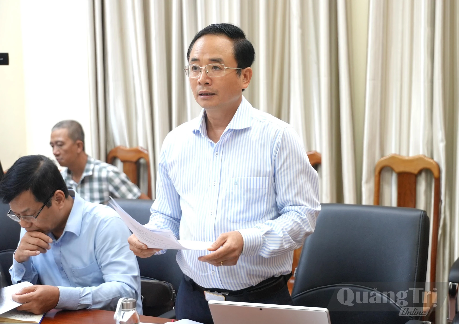 Lãnh đạo Sở Khoa học và Công nghệ báo cáo kết quả thực hiện nhiệm vụ 7 tháng đầu năm 2026 - Ảnh: T.Đ