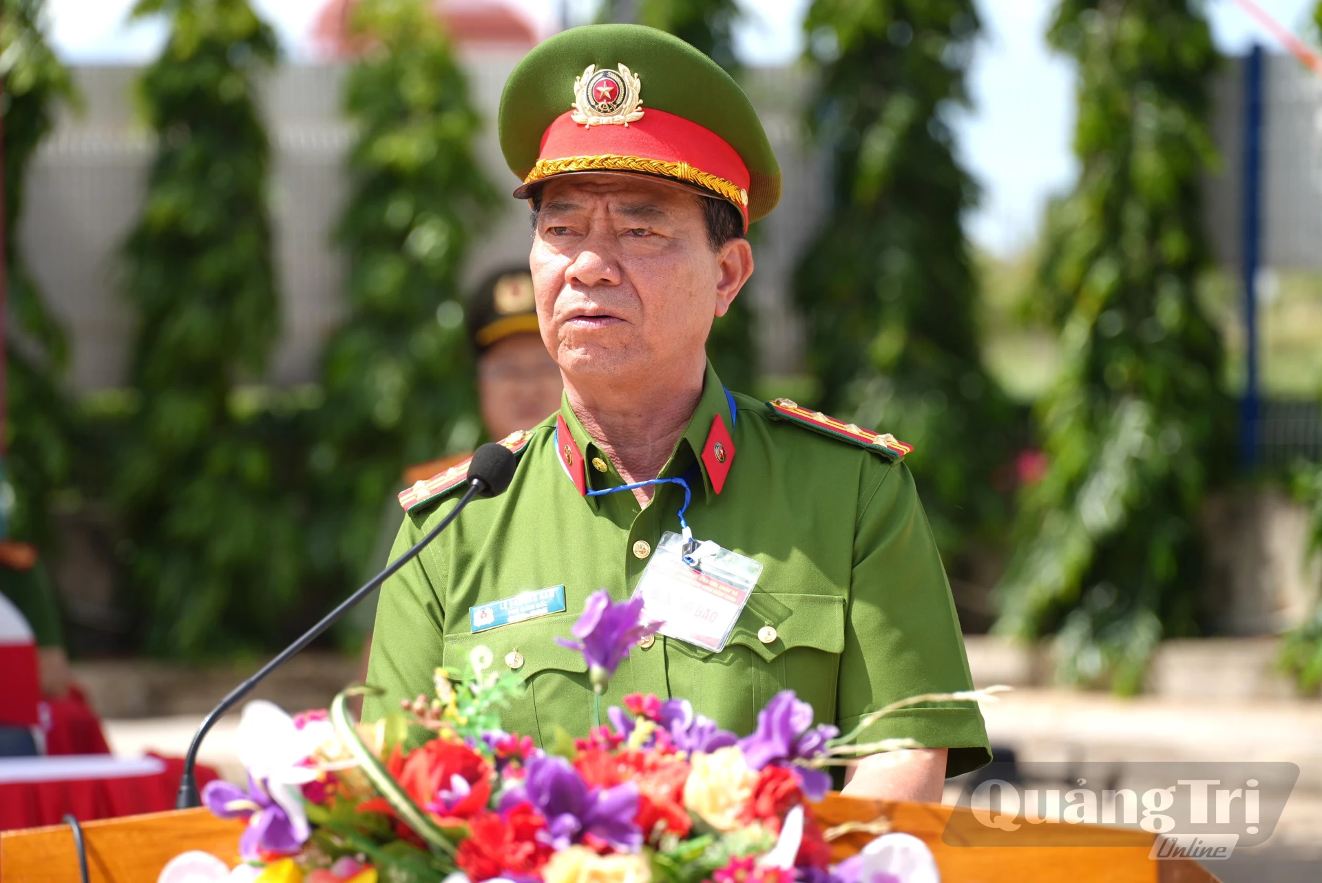 Đại tá Lê Phương Nam, Phó Giám đốc Công an tỉnh phát biểu khai mạc diễn tập - Ảnh: T.Đ
