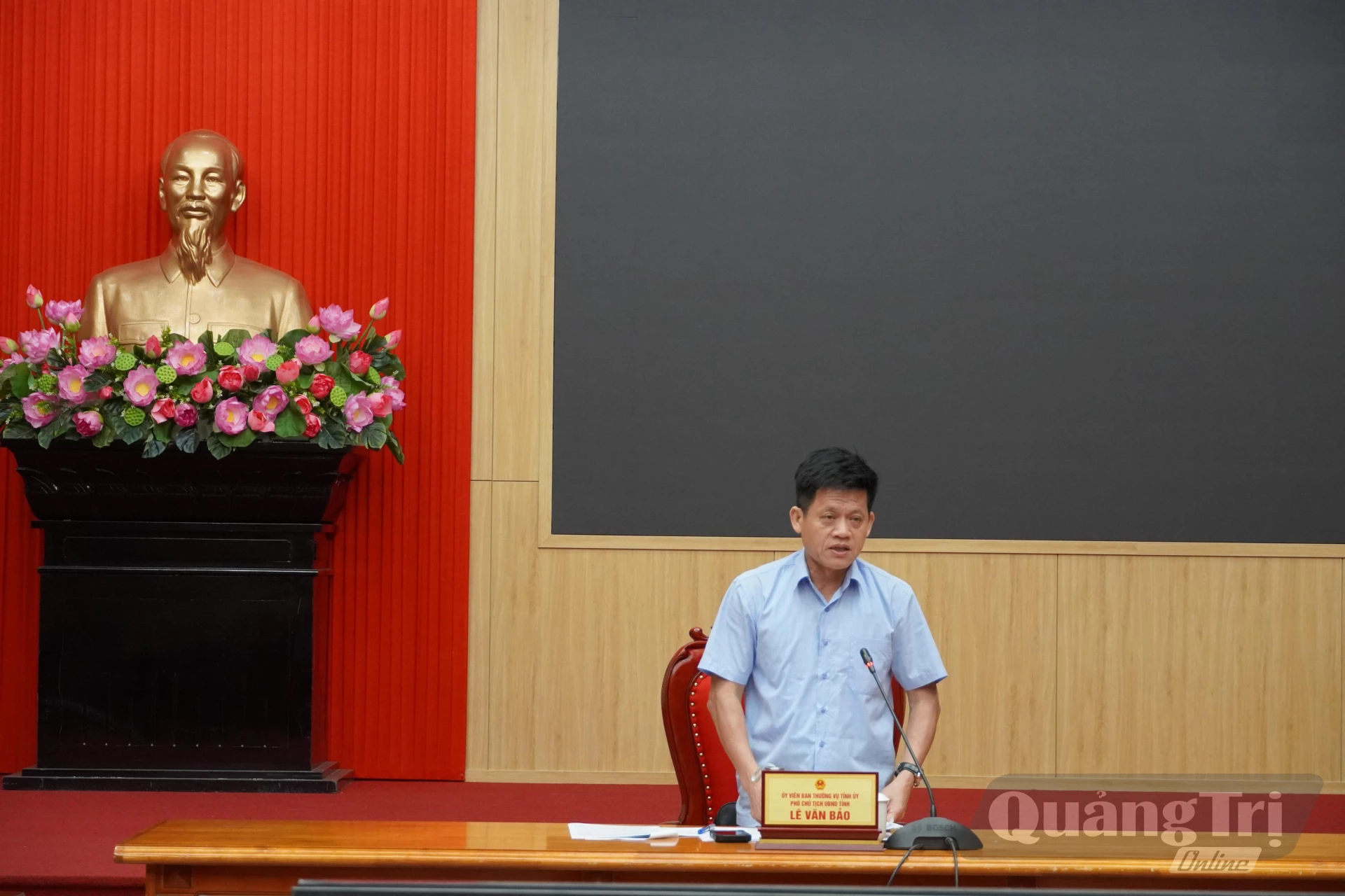 Đồng chí Lê Văn Bảo, Uỷ viên Ban Thường vụ Tỉnh uỷ, Phó Chủ tịch UBND tỉnh phát biểu kết luận buổi làm việc - Ảnh: H.N
