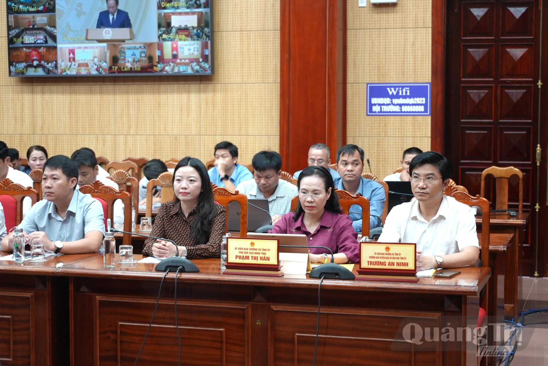 Các đại biểu tham dự hội nghị tại điểm cầu Quảng Trị- Ảnh: T.Đ
