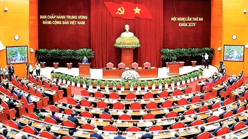 Hội nghị lần thứ ba Ban Chấp hành Trung ương Đảng Cộng sản Việt Nam khóa XIV. (Ảnh ĐĂNG KHOA)