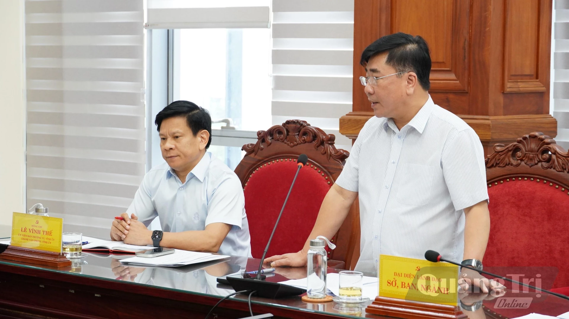Lãnh đạo Ban quản lý Khu kinh tế tỉnh phát biểu tại buổi làm việc - Ảnh: Q.V