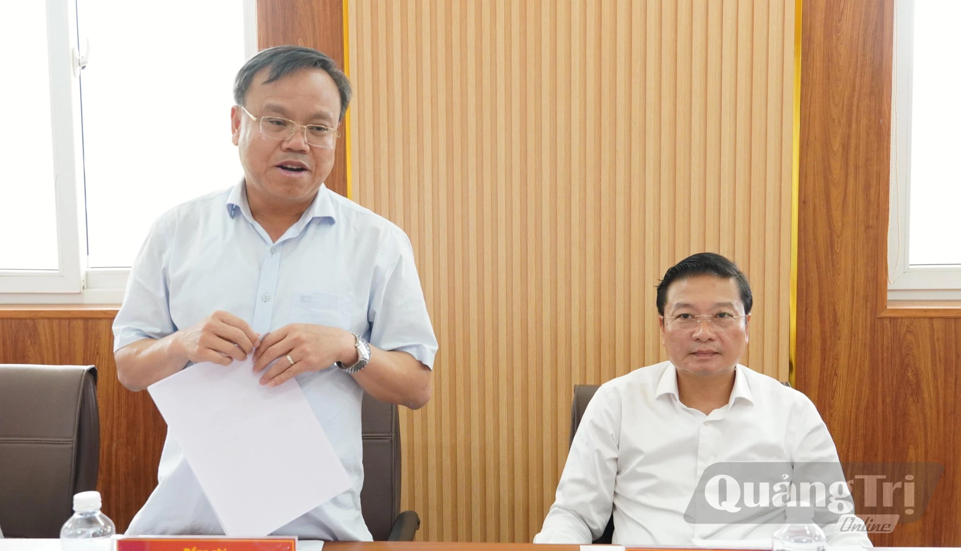 Đồng chí Lê Đức Tiến, Phó Chủ tịch UBND tỉnh phát biểu tại buổi làm việc - Ảnh: Q.V