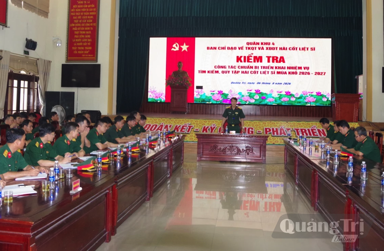 Quang cảnh buổi kiểm tra công tác chuẩn bị triển khai nhiệm vụ tìm kiếm ,quy tập hài cốt liệt sĩ mùa khô 2026-2027 - Ảnh: H.