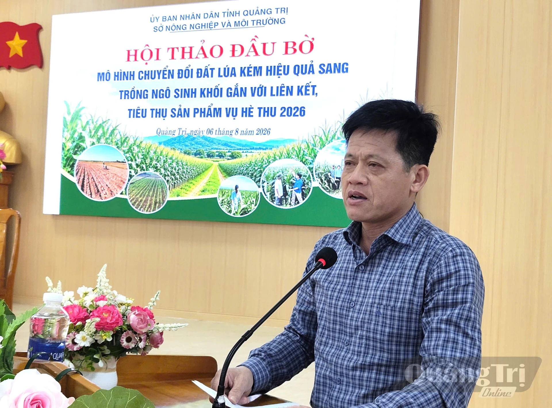 Đồng chí Lê Văn Bảo, Ủy viên BTV Tỉnh ủy, Phó Chủ tịch UBND tỉnh phát biểu chỉ đạo tại Hội thảo - Ảnh: Đ.H