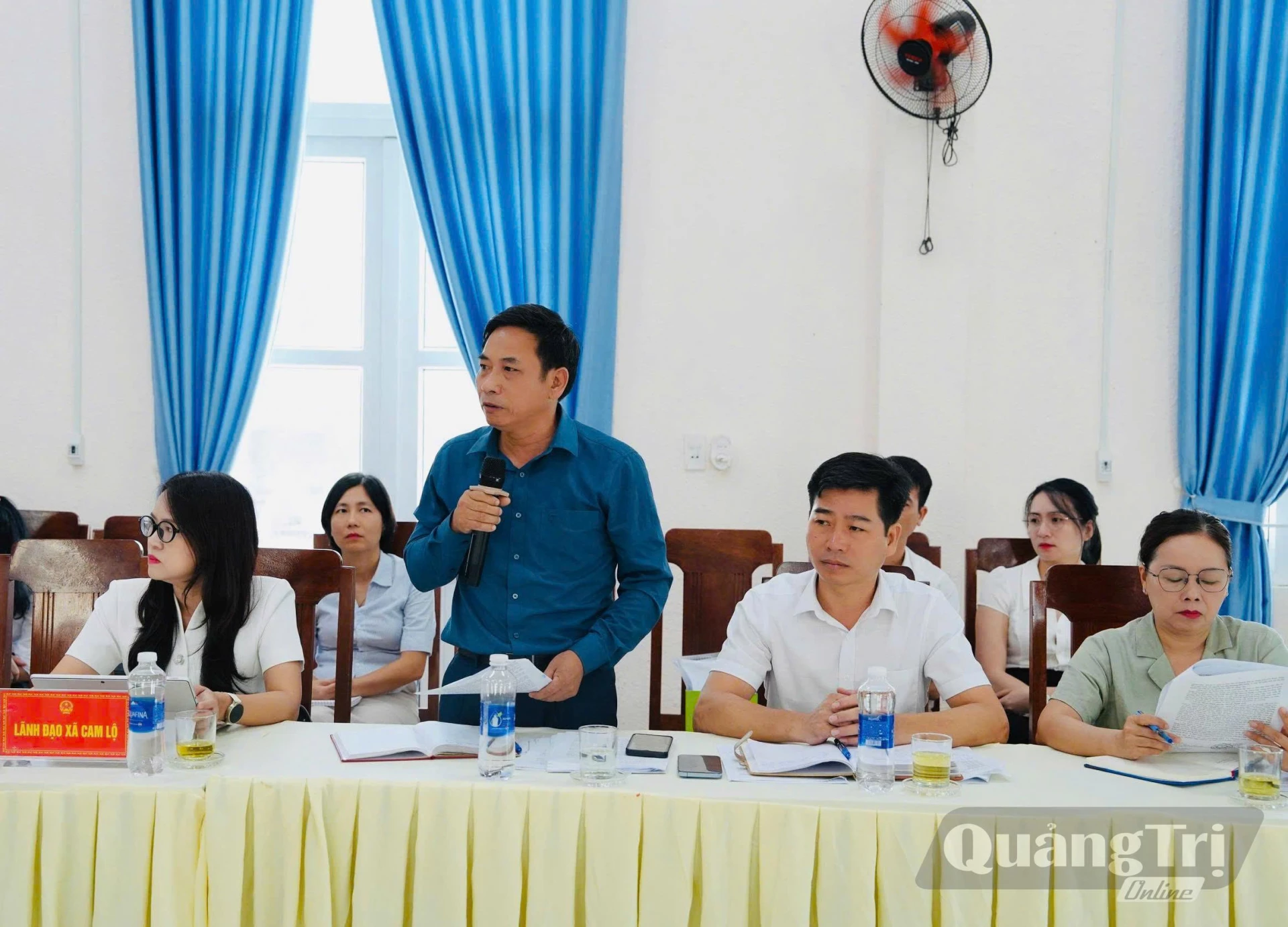 Đại diện lãnh đạo xã Cam Lộ phát biểu ý kiến tại buổi làm việc - Ảnh: Mỹ Nhị