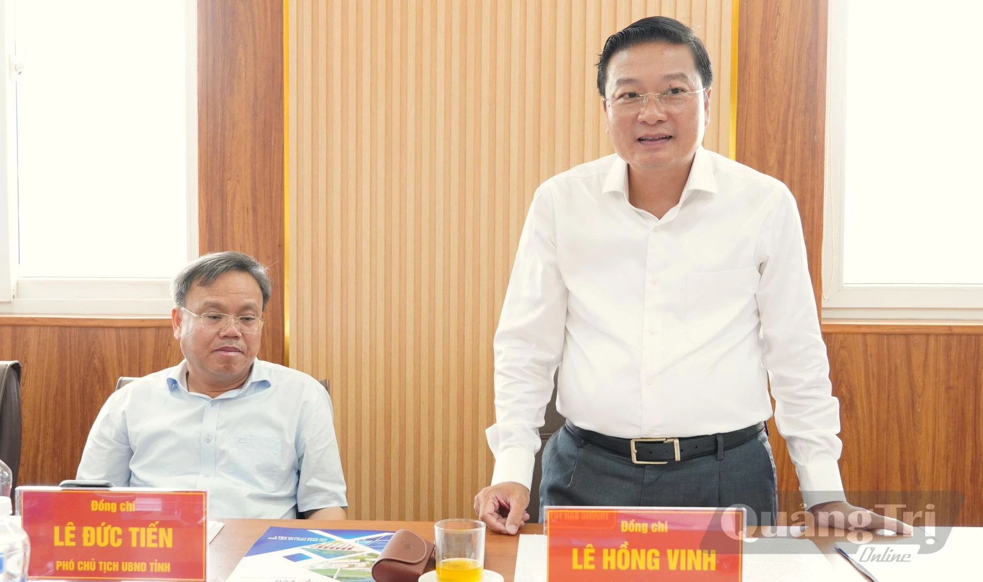 Đồng chí Lê Hồng Vinh, Chủ tịch UBND tỉnh phát biểu tại buổi làm việc - Ảnh: Q.V