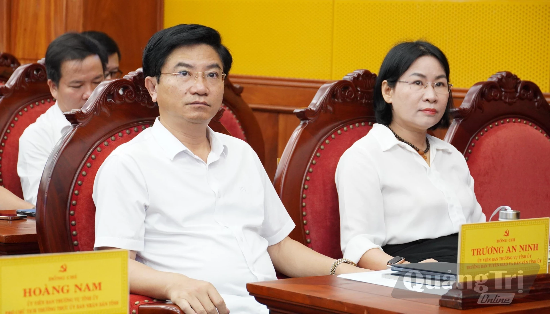 Đại biểu tham dự hội nghị tại điểm cầu Tỉnh ủy Quảng Trị - Ảnh: Q.V