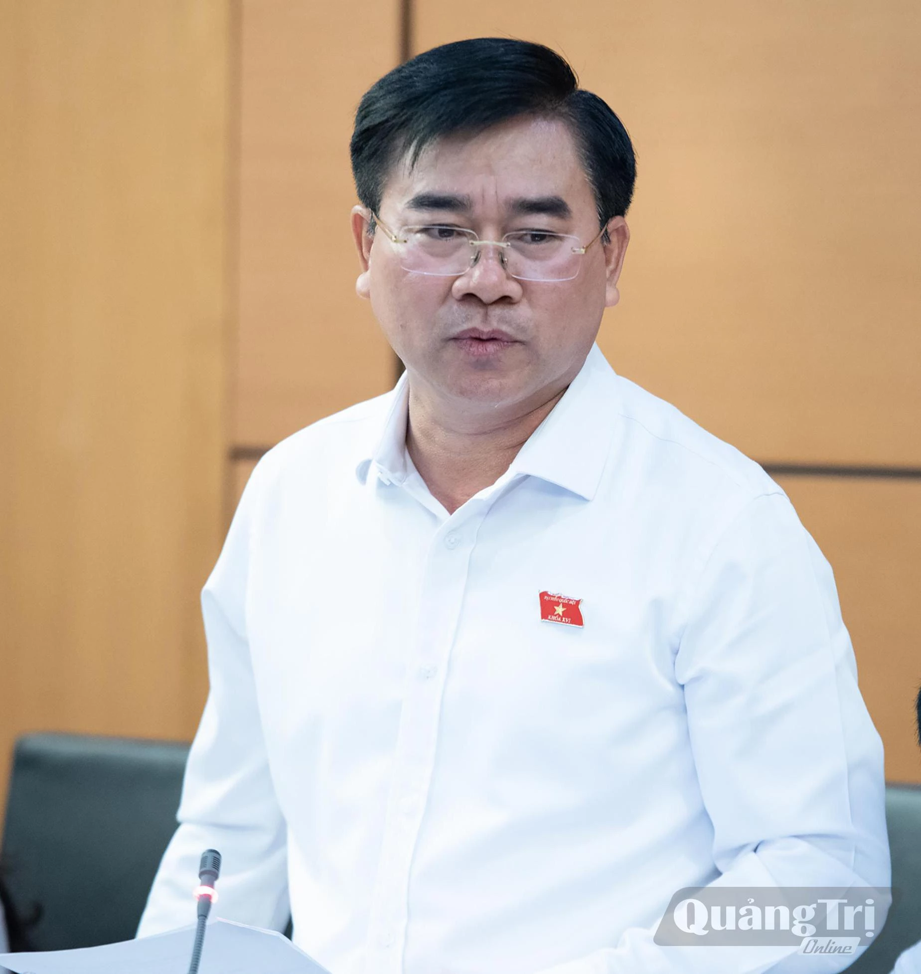 Đồng chí Thiếu tướng Võ Tiến Nghị, Phó Tư lệnh Bộ đội Biên phòng thảo luận tại phiên họp - Ảnh: CTV