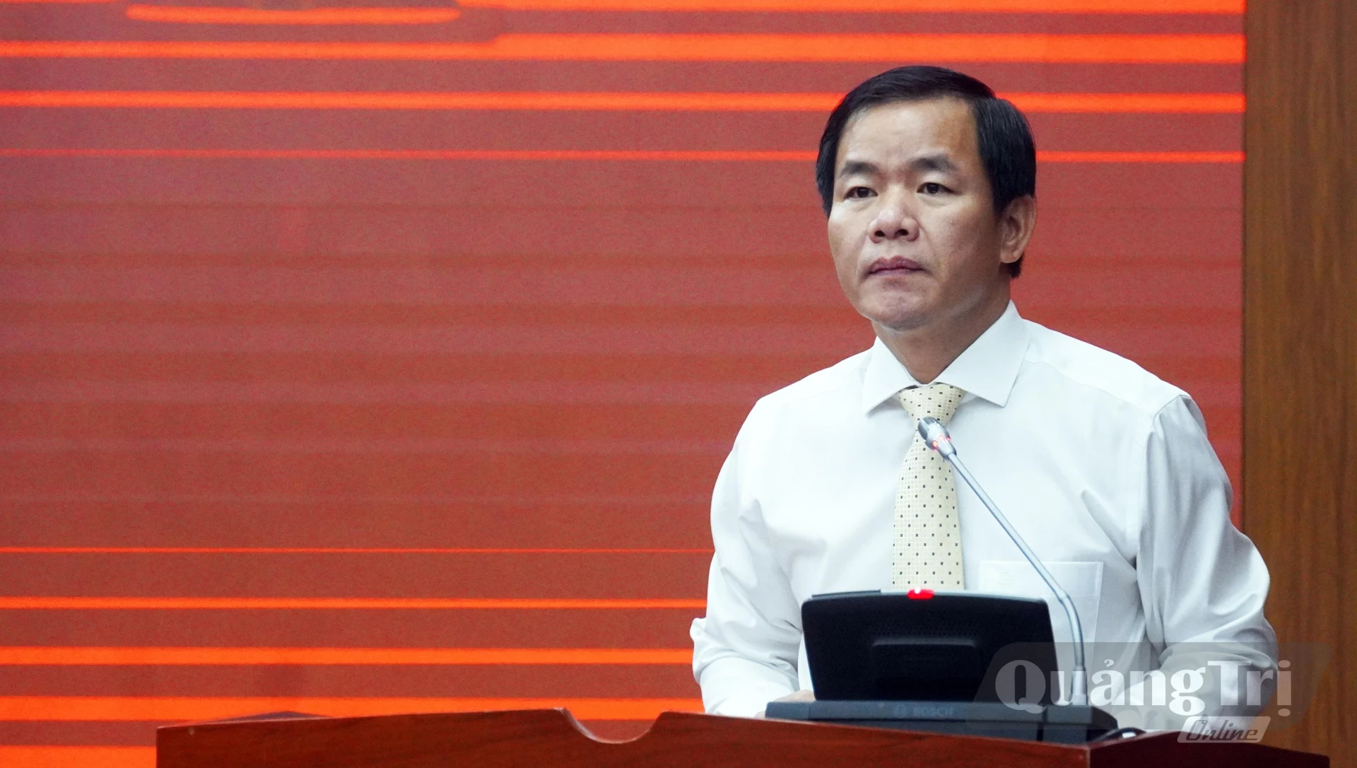 Đồng chí Nguyễn Văn Phương, Ủy viên Trung ương Đảng, Bí thư Tỉnh ủy phát biểu giao nhiệm vụ - Ảnh: N.M