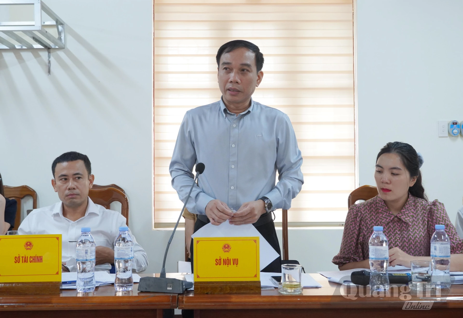 Đại diện lãnh đạo các sở, ngành phát biểu tại buổi làm việc - Ảnh: H.L