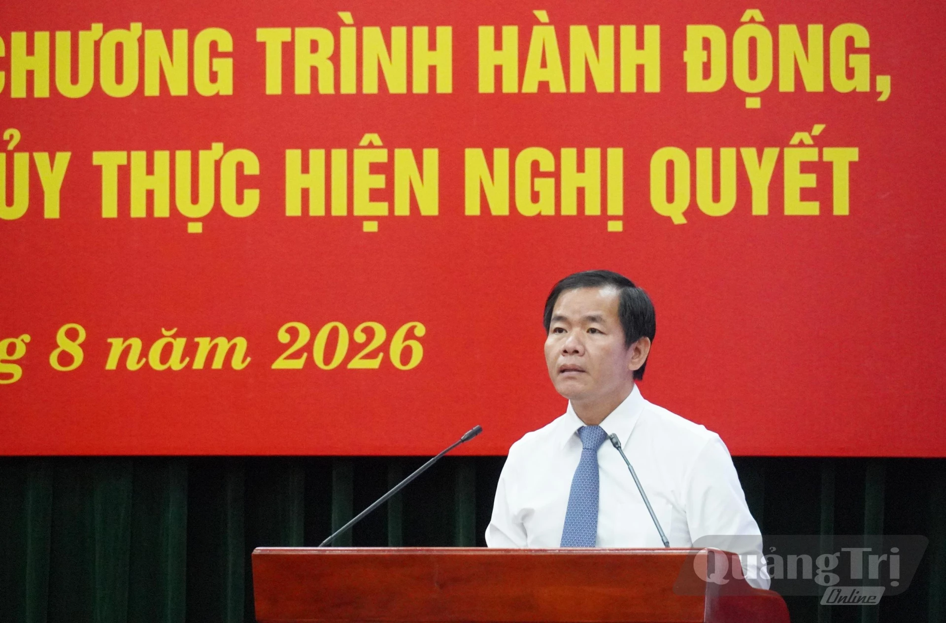 Đồng chí Nguyễn Văn Phương, Ủy viên Trung ương Đảng, Bí thư Tỉnh ủy phát biểu chỉ đạo tại Hội nghị - Ảnh: X.P