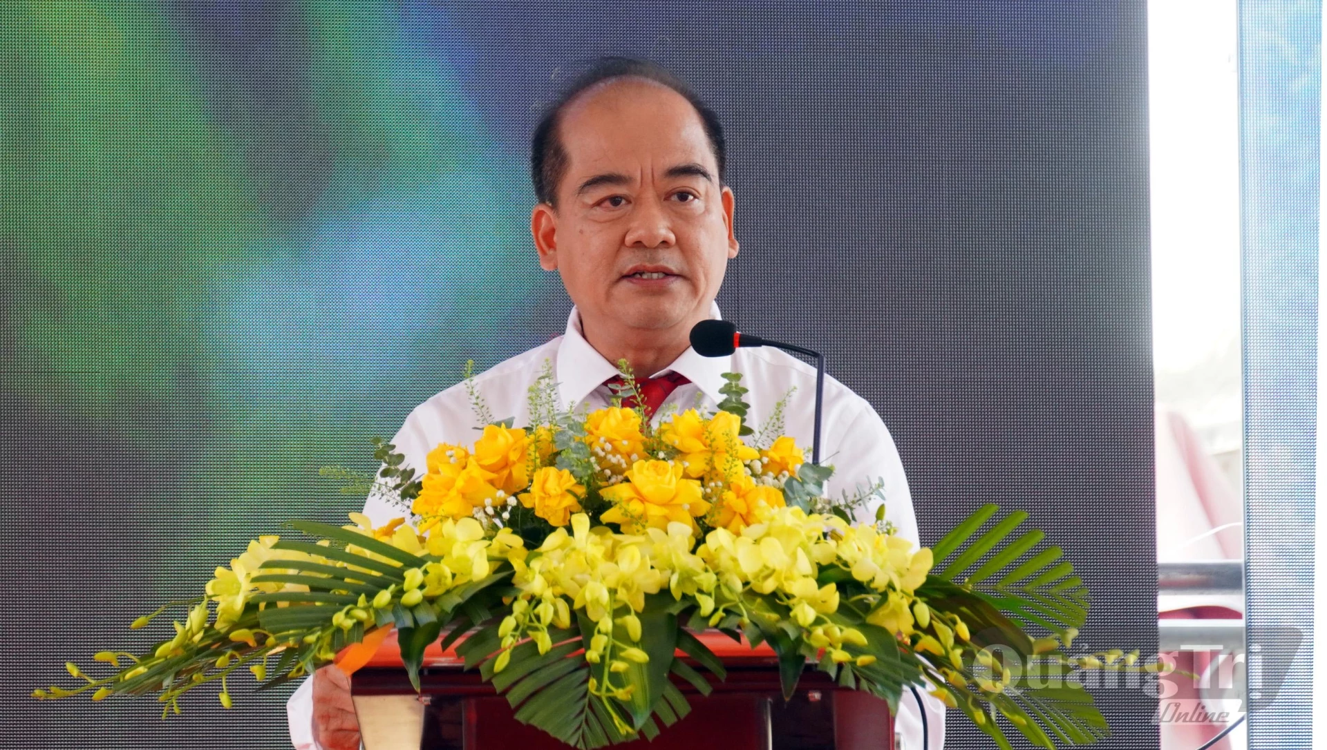 Đồng chí Đào Anh Tuấn, Tổng giám đốc Công ty cổ phần vận tải đường sắt phát biểu tại buổi lễ - Ảnh: N.M