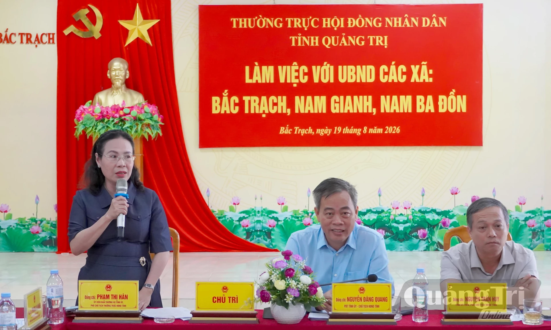 Đồng chí Phạm Thị Hân, Phó Chủ tịch Thường trực HĐND tỉnh phát biểu tại buổi làm việc - Ảnh: N.H