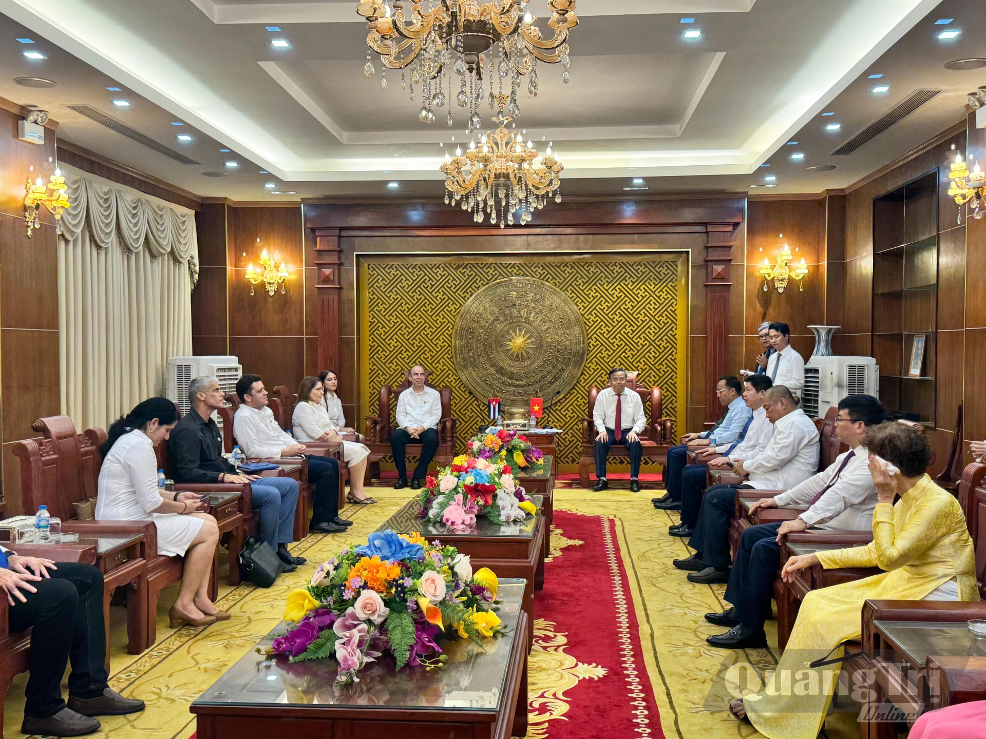 Quang cảnh buổi tiếp xã giao Đoàn công tác Đại sứ quán Cuba tại Việt Nam- Ảnh: Mai Linh