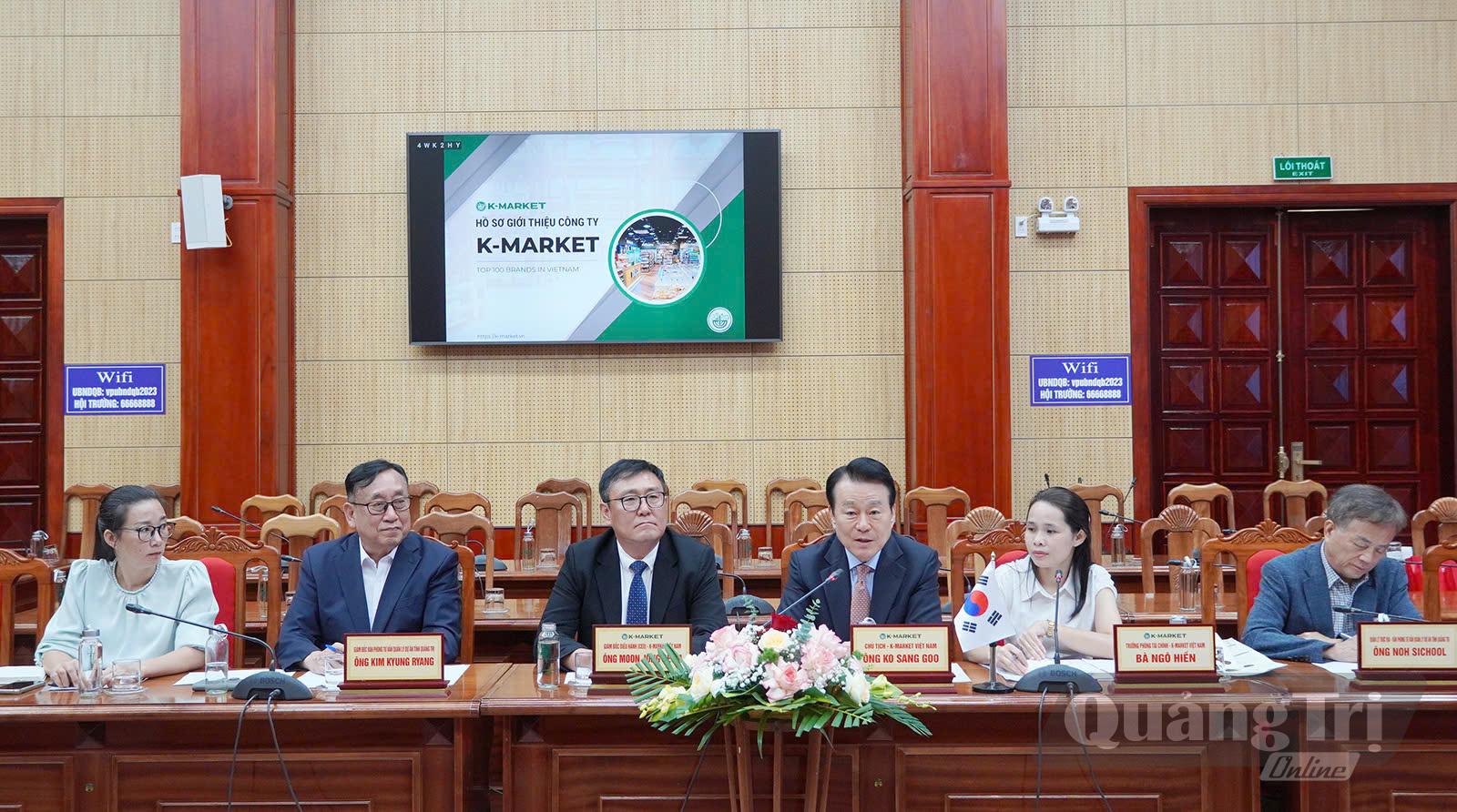Ông Koo Sang Goo, Chủ tịch K-Market Việt Nam đánh giá cao sự hợp tác giữa tỉnh Quảng Trị và K-Market - Ảnh: LT