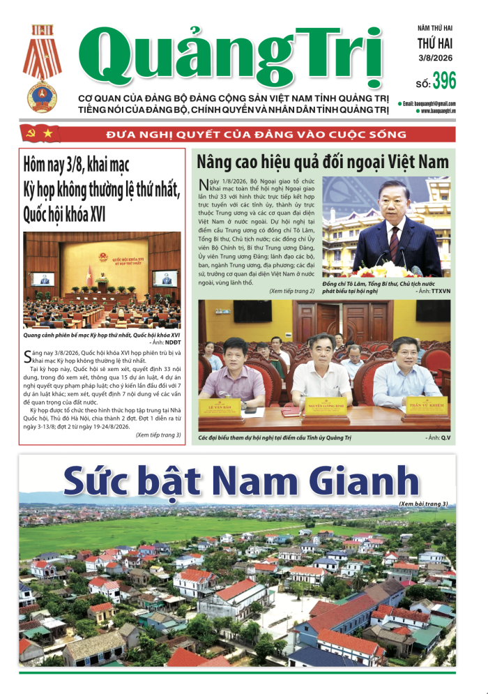 Báo Quảng Trị số 396 - Ngày 3/8/2026