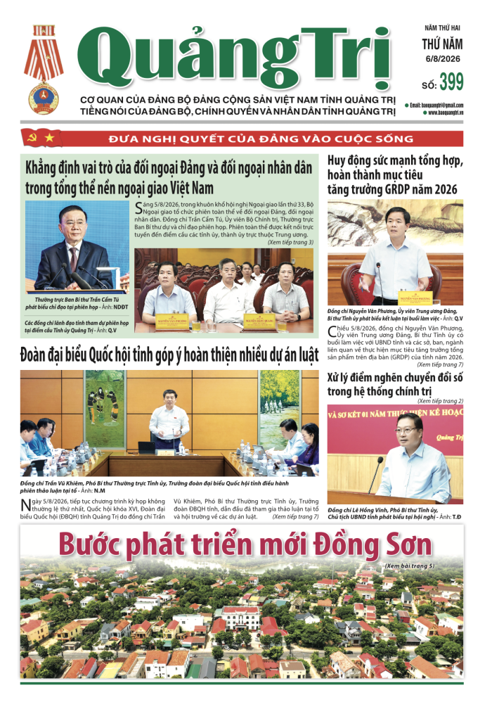 Báo Quảng Trị số 399 - Ngày 6/8/2026