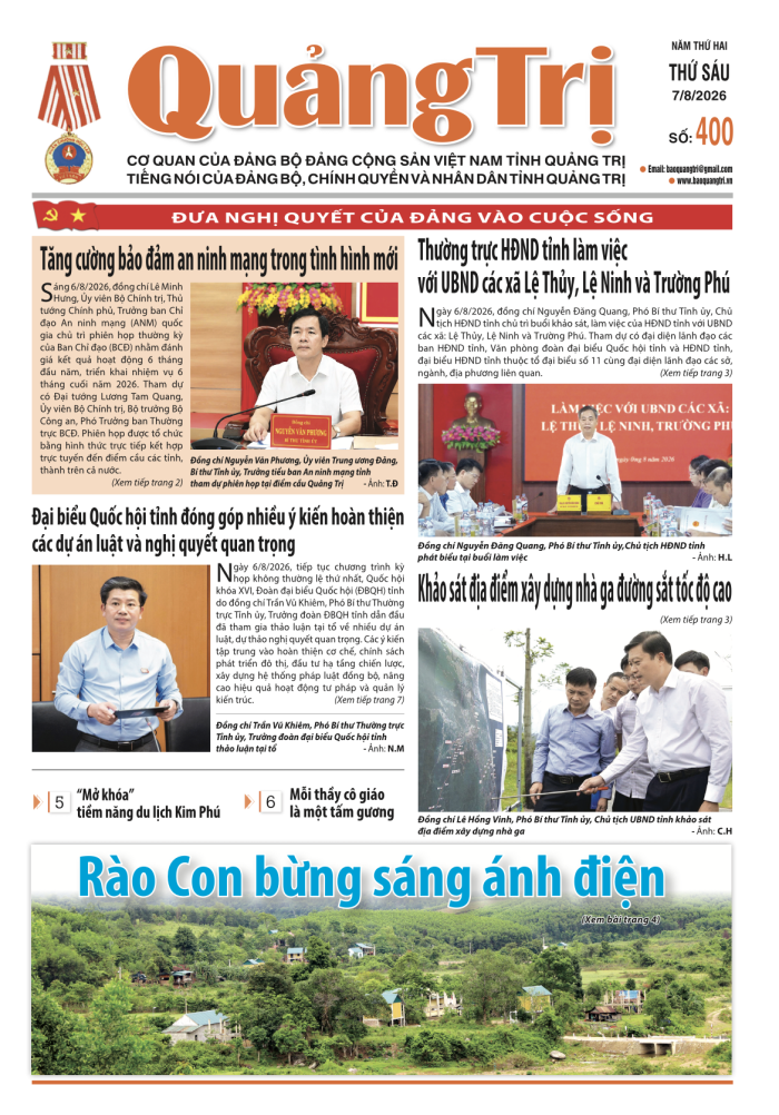 Báo Quảng Trị số 400 - Ngày 7/8/2026