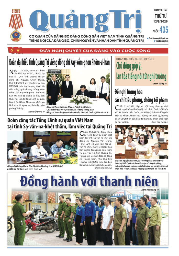 Báo Quảng Trị số 405 - Ngày 12/8/2026