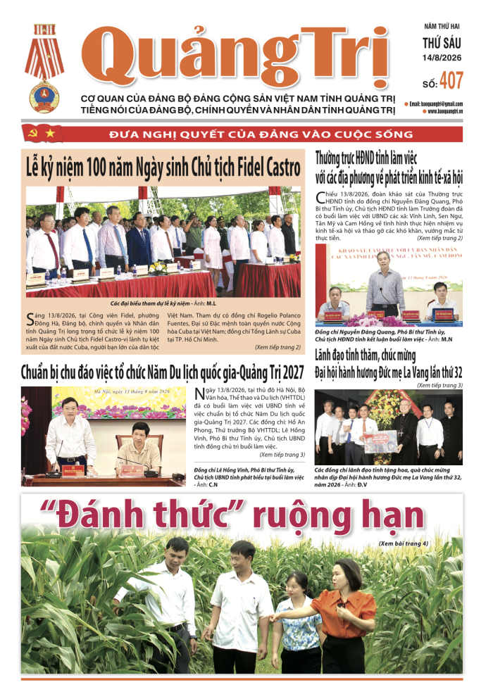 Báo Quảng Trị số 407 - Ngày 14/8/2026