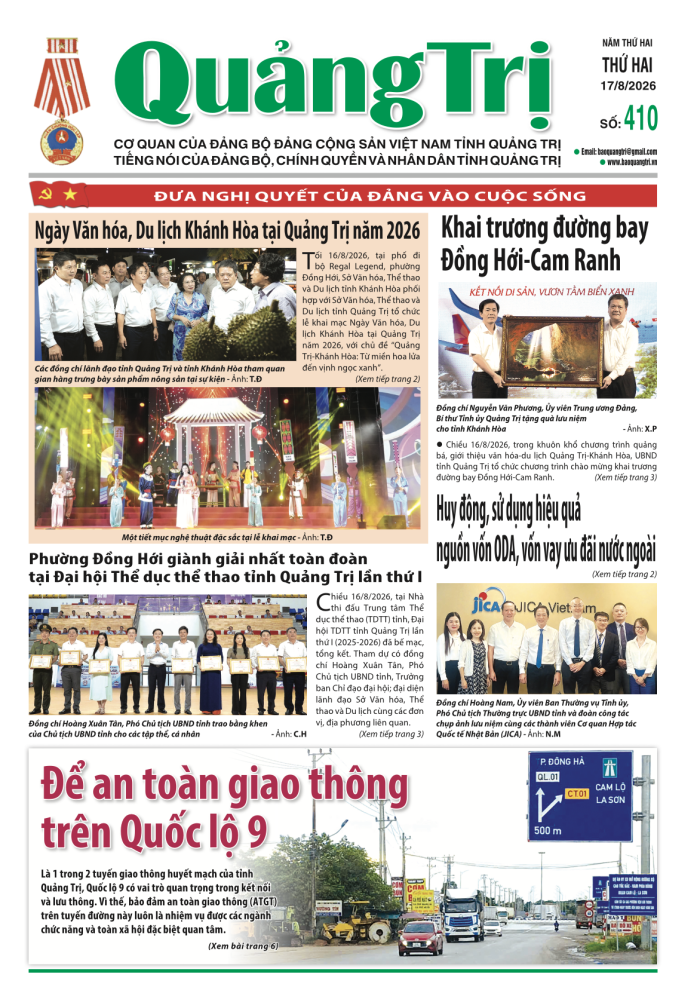 Báo Quảng Trị số 410 - Ngày 17/8/2026