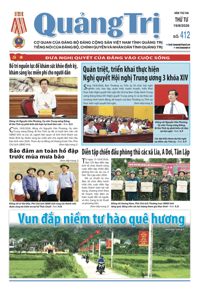 Báo Quảng Trị số 412 - Ngày 19/8/2026