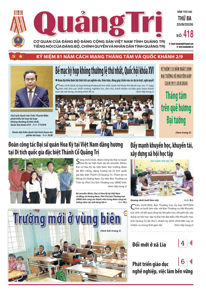 Báo Quảng Trị số 418 - Ngày 25/8/2026