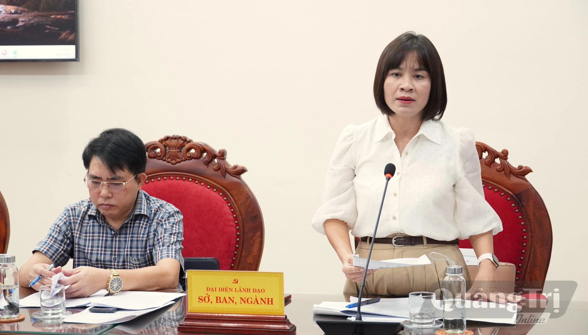 Lãnh đạo Sở Y tế báo cáo tại buổi làm việc - Ảnh: Q.V