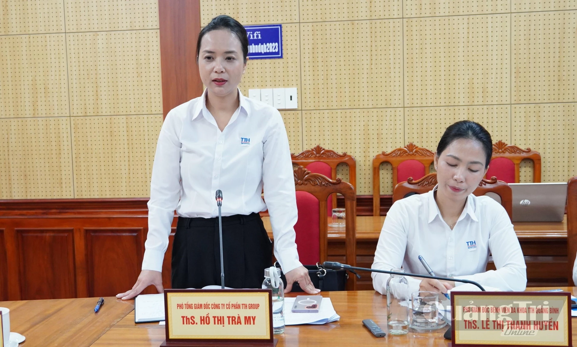 Đại diện lãnh đạo Công ty Cổ phần TTH Group báo cáo tại buổi làm việc - Ảnh: Q.V