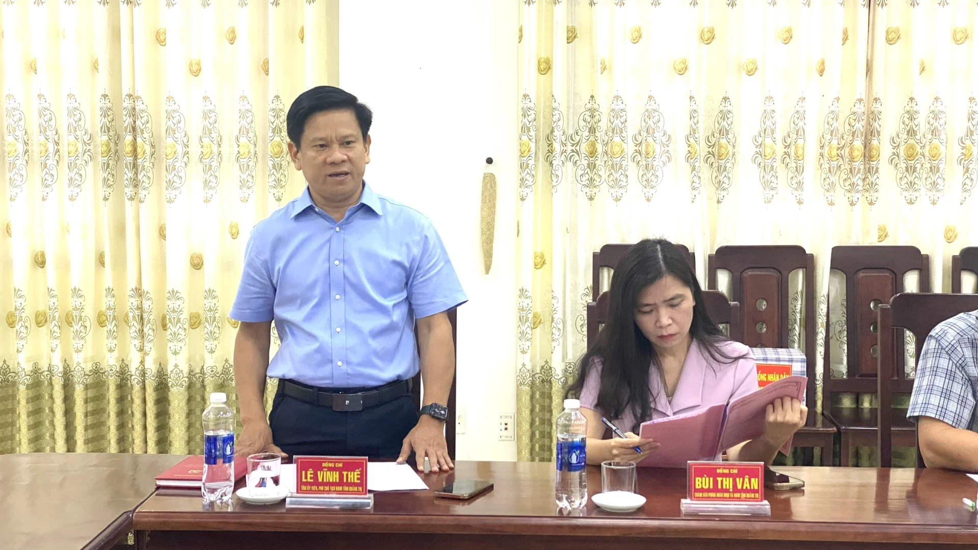 Phó Chủ tịch HĐND tỉnh Lê Vĩnh Thế phát biểu tại buổi làm việc - Ảnh: N.L