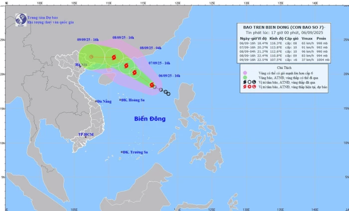 Áp thấp nhiệt đới mạnh lên thành bão số 7
