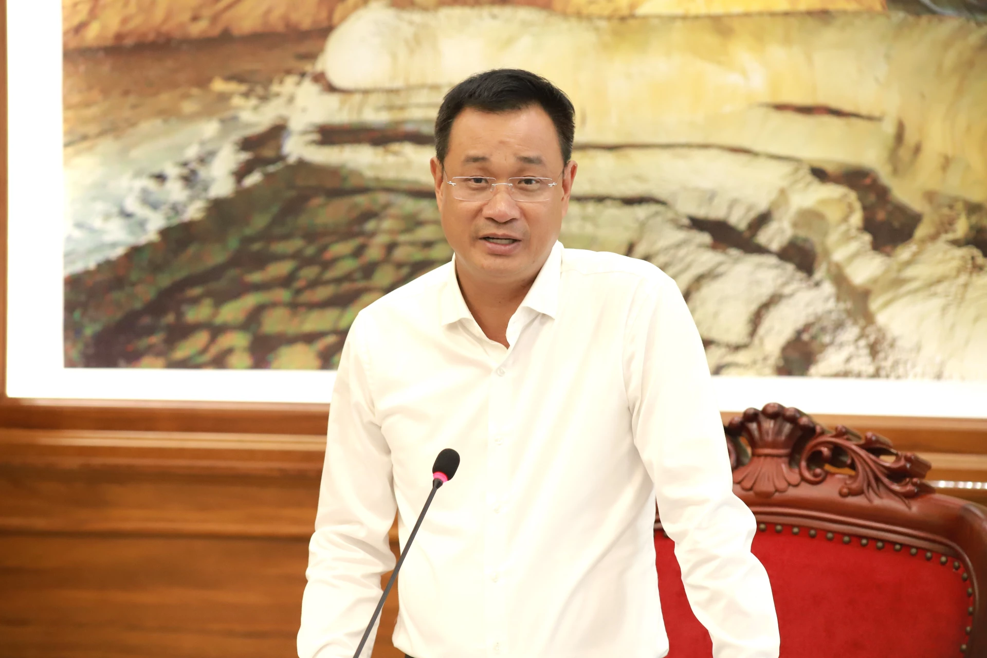 Bí thư Tỉnh ủy Lê Ngọc Quang kết luận buổi làm việc - Ảnh: QV