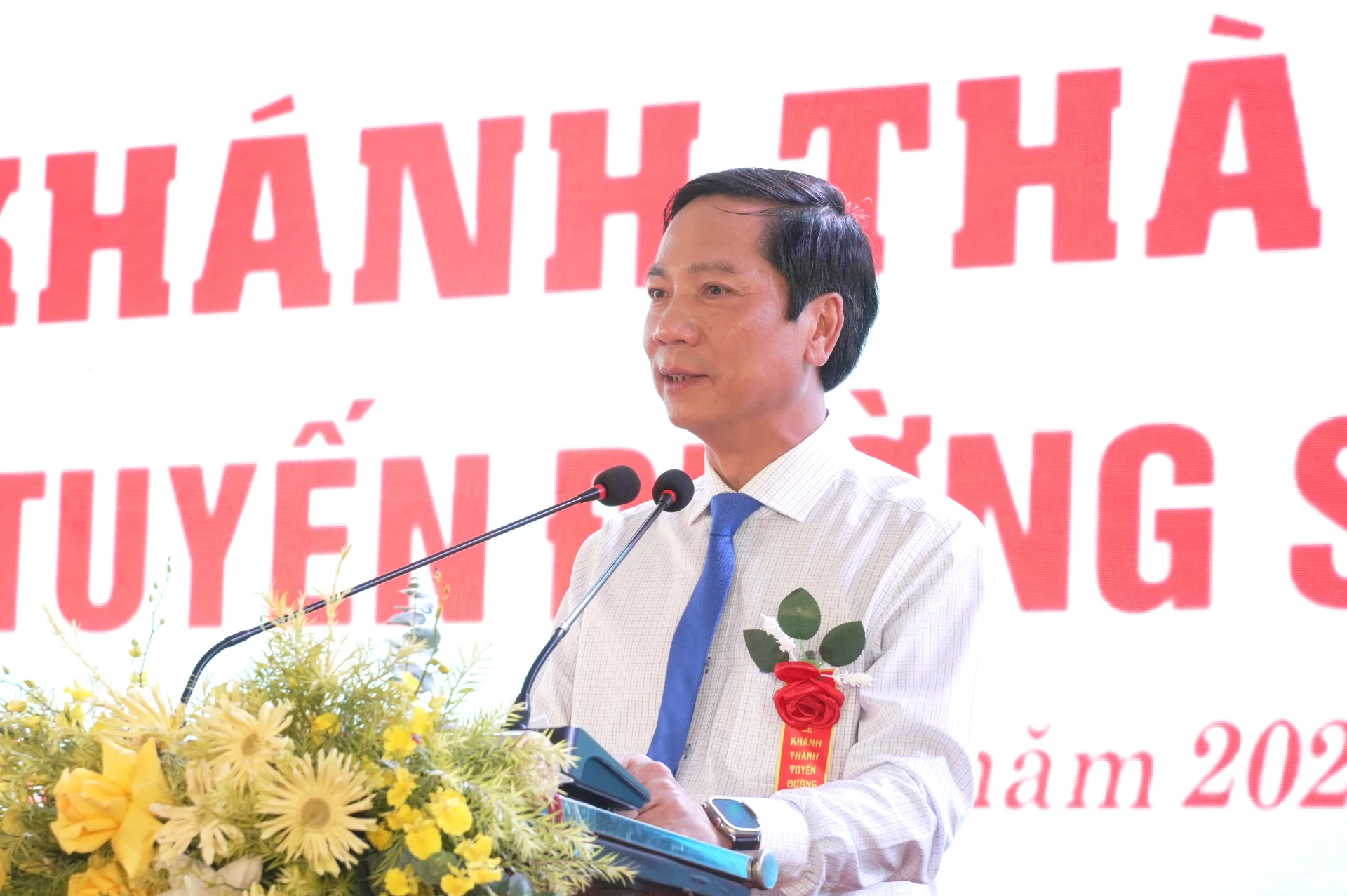 Phó Chủ tịch Thường trực UBND tỉnh Hoàng Nam phát biểu tại lễ khánh thành - Ảnh: Trung Đức